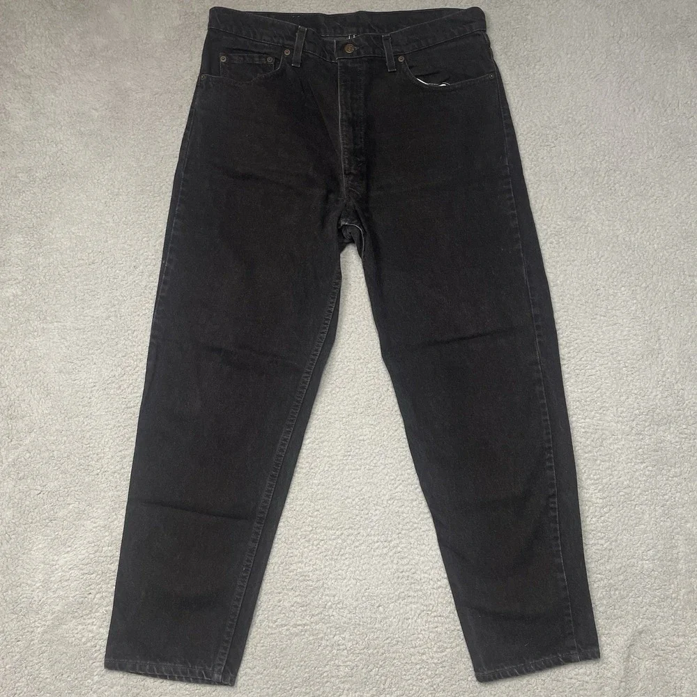 Vintage 90s Black Denim Levi's 550 Relaxed 38x30 Jeans VTG